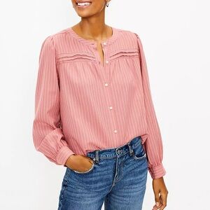 LOFT striped shirttail blouse button down size S